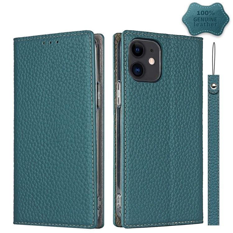 For iPhone 12 mini Litchi Genuine Leather Phone Case (Sky Blue) - iPhone 12 mini Cases by buy2fix | Online Shopping UK | buy2fix