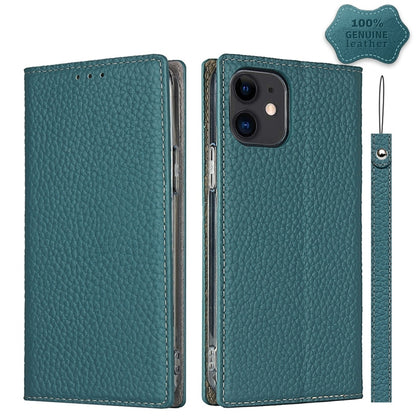 For iPhone 12 mini Litchi Genuine Leather Phone Case (Sky Blue) - iPhone 12 mini Cases by buy2fix | Online Shopping UK | buy2fix