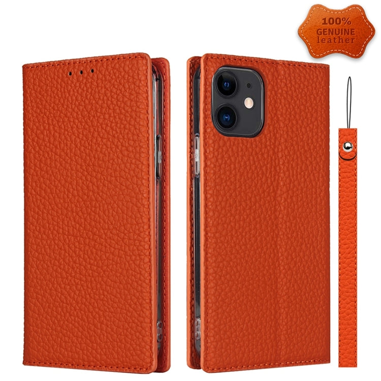 For iPhone 12 mini Litchi Genuine Leather Phone Case (Orange) - iPhone 12 mini Cases by buy2fix | Online Shopping UK | buy2fix