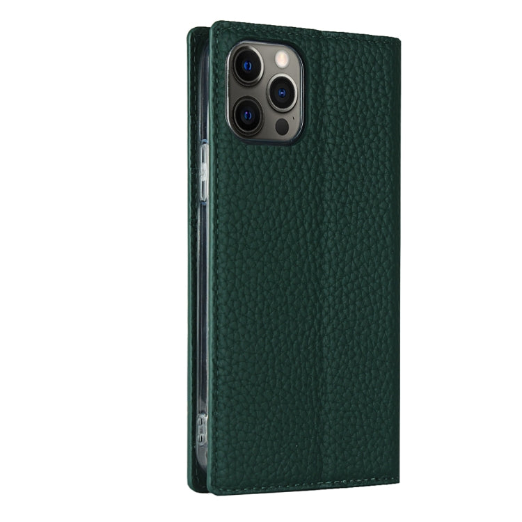 For iPhone 12 Pro Max Litchi Genuine Leather Phone Case(Green) - iPhone 12 Pro Max Cases by buy2fix | Online Shopping UK | buy2fix