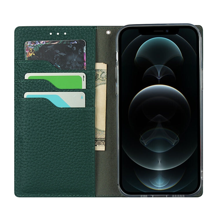 For iPhone 12 Pro Max Litchi Genuine Leather Phone Case(Green) - iPhone 12 Pro Max Cases by buy2fix | Online Shopping UK | buy2fix