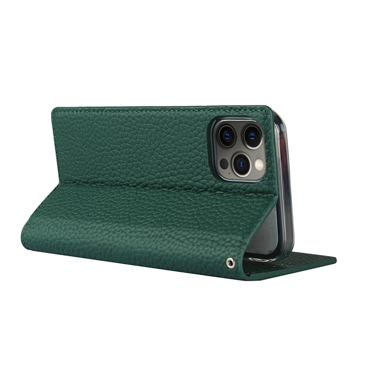 For iPhone 12 Pro Max Litchi Genuine Leather Phone Case(Green) - iPhone 12 Pro Max Cases by buy2fix | Online Shopping UK | buy2fix