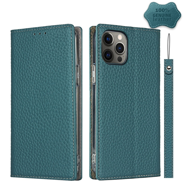For iPhone 12 Pro Max Litchi Genuine Leather Phone Case(Sky Blue) - iPhone 12 Pro Max Cases by buy2fix | Online Shopping UK | buy2fix