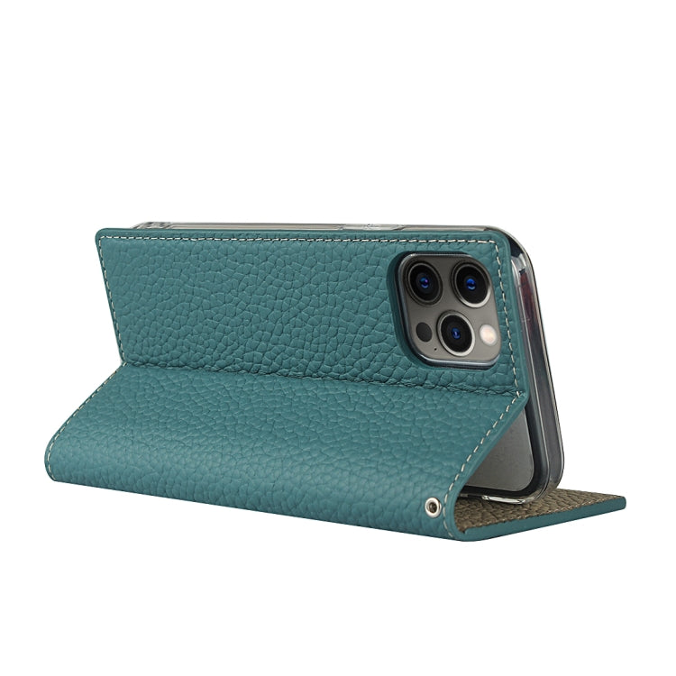 For iPhone 12 Pro Max Litchi Genuine Leather Phone Case(Sky Blue) - iPhone 12 Pro Max Cases by buy2fix | Online Shopping UK | buy2fix