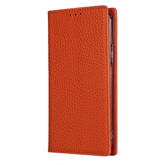For iPhone 12 Pro Max Litchi Genuine Leather Phone Case(Orange) - iPhone 12 Pro Max Cases by buy2fix | Online Shopping UK | buy2fix