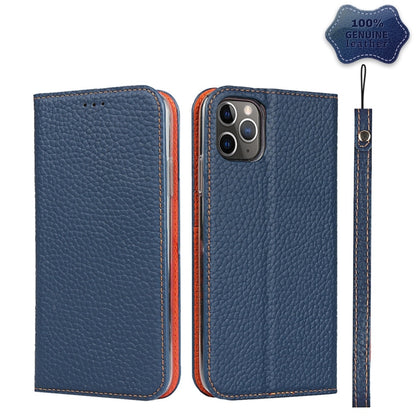 For iPhone 11 Pro Litchi Genuine Leather Phone Case (Dark Blue) - iPhone 11 Pro Cases by buy2fix | Online Shopping UK | buy2fix