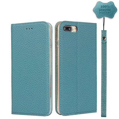 Litchi Genuine Leather Phone Case For iPhone 7 Plus / 8 Plus(Sky Blue) - More iPhone Cases by buy2fix | Online Shopping UK | buy2fix