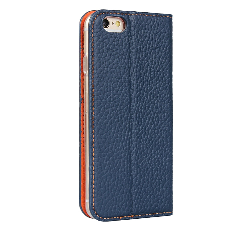 Litchi Genuine Leather Phone Case For iPhone 6 & 6s(Dark Blue) - More iPhone Cases by buy2fix | Online Shopping UK | buy2fix