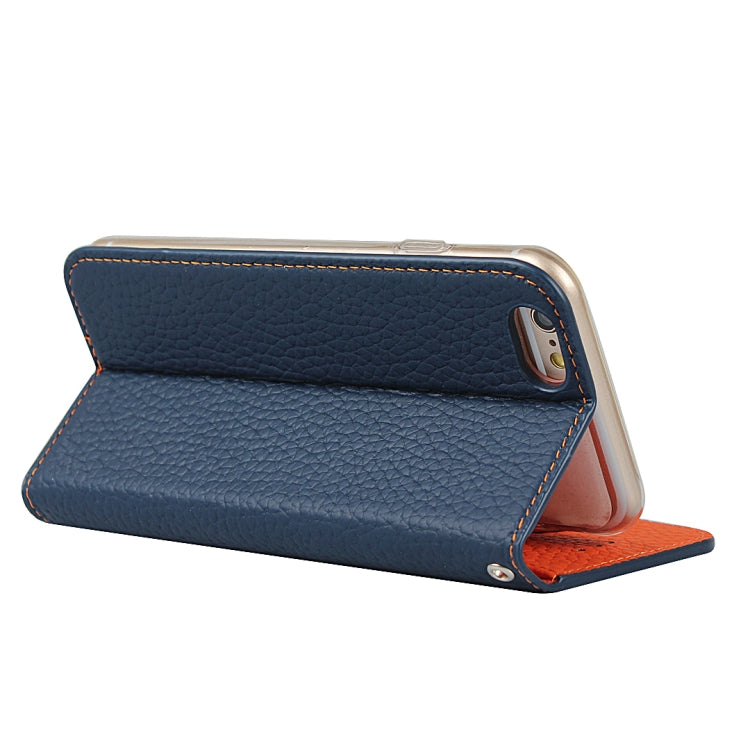 Litchi Genuine Leather Phone Case For iPhone 6 & 6s(Dark Blue) - More iPhone Cases by buy2fix | Online Shopping UK | buy2fix