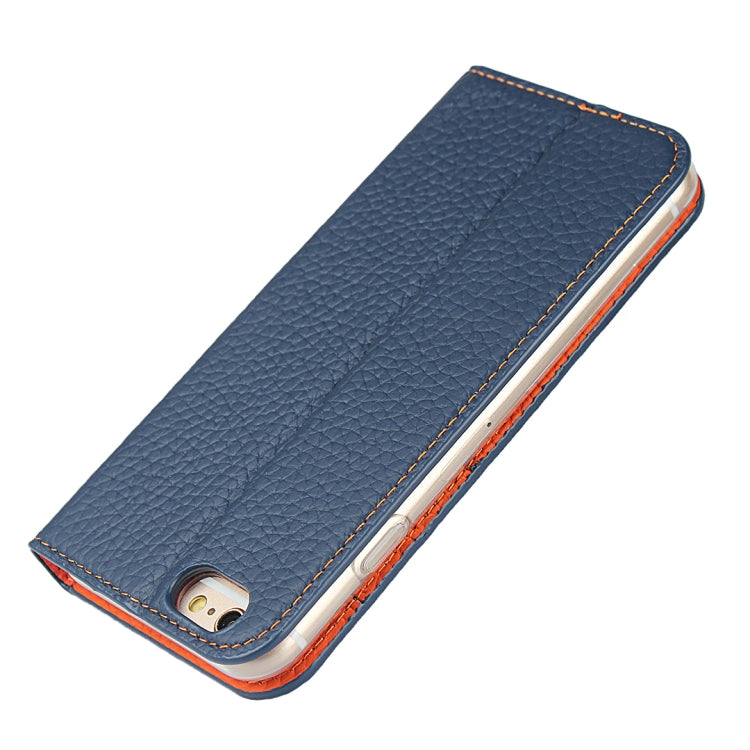 Litchi Genuine Leather Phone Case For iPhone 6 & 6s(Dark Blue) - More iPhone Cases by buy2fix | Online Shopping UK | buy2fix