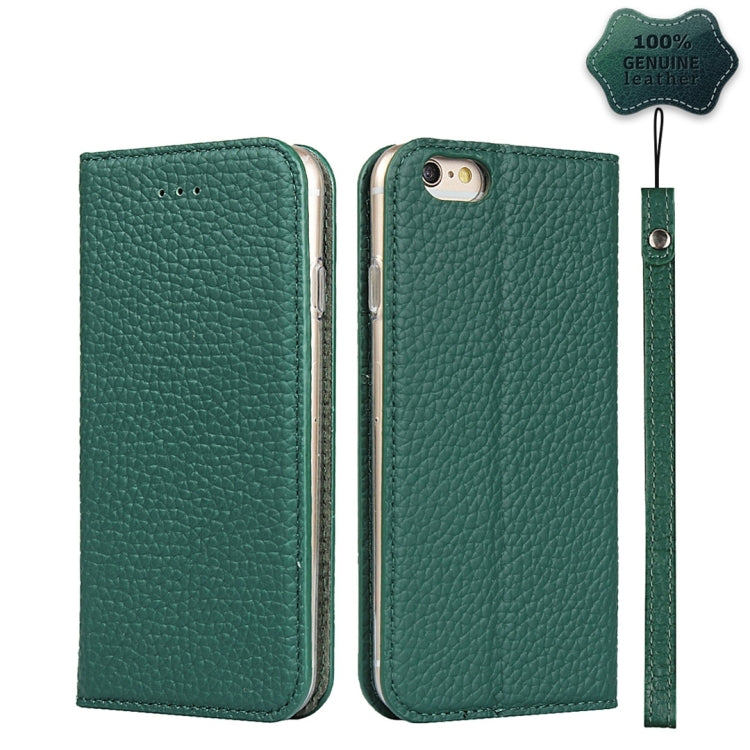 Litchi Genuine Leather Phone Case For iPhone 6 & 6s(Green) - More iPhone Cases by buy2fix | Online Shopping UK | buy2fix