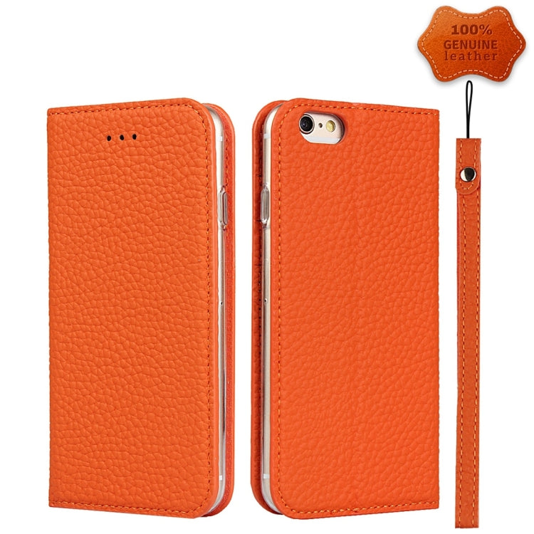 Litchi Genuine Leather Phone Case For iPhone 6 & 6s(Orange) - More iPhone Cases by buy2fix | Online Shopping UK | buy2fix