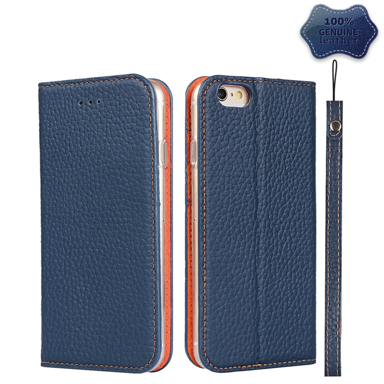 Litchi Genuine Leather Phone Case For iPhone 6 Plus & 6s Plus(Dark Blue) - More iPhone Cases by buy2fix | Online Shopping UK | buy2fix