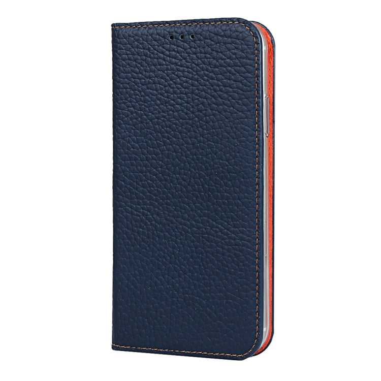 For iPhone XR Litchi Genuine Leather Phone Case(Dark Blue) - More iPhone Cases by buy2fix | Online Shopping UK | buy2fix
