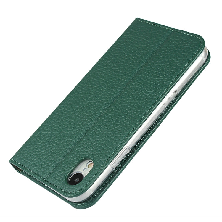 For iPhone XR Litchi Genuine Leather Phone Case(Green) - More iPhone Cases by buy2fix | Online Shopping UK | buy2fix