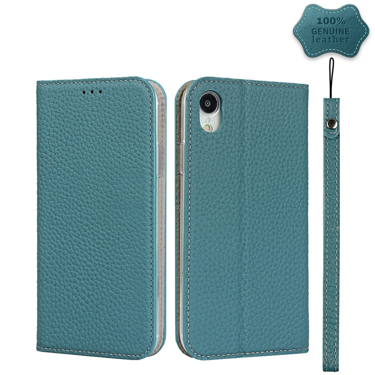 For iPhone XR Litchi Genuine Leather Phone Case(Sky Blue) - More iPhone Cases by buy2fix | Online Shopping UK | buy2fix