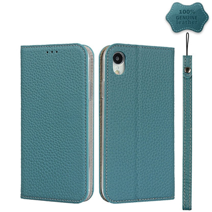 For iPhone XR Litchi Genuine Leather Phone Case(Sky Blue) - More iPhone Cases by buy2fix | Online Shopping UK | buy2fix