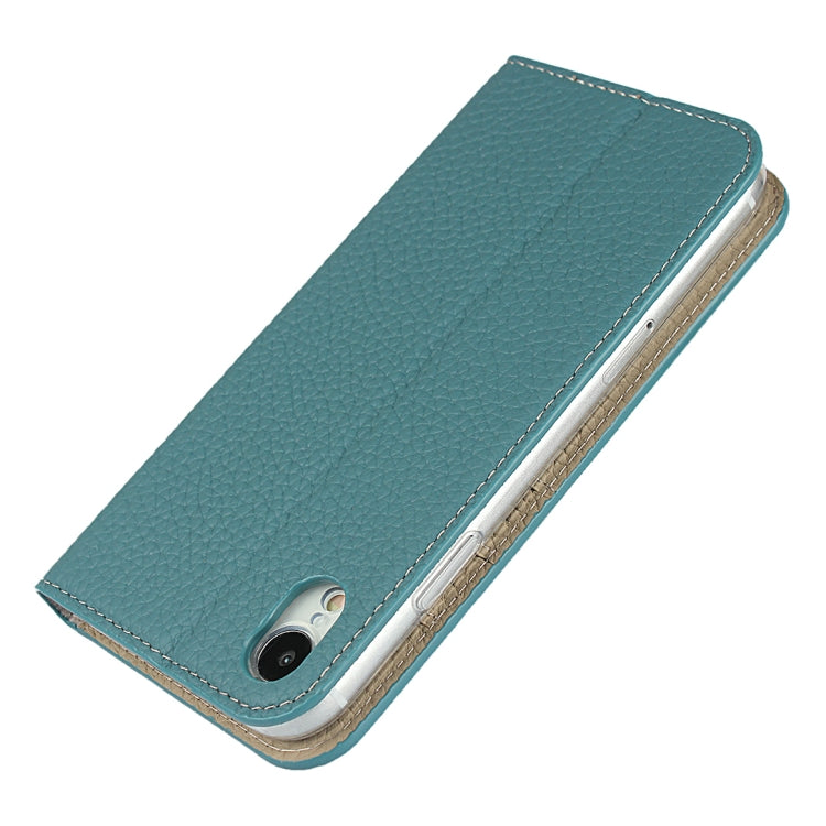 For iPhone XR Litchi Genuine Leather Phone Case(Sky Blue) - More iPhone Cases by buy2fix | Online Shopping UK | buy2fix
