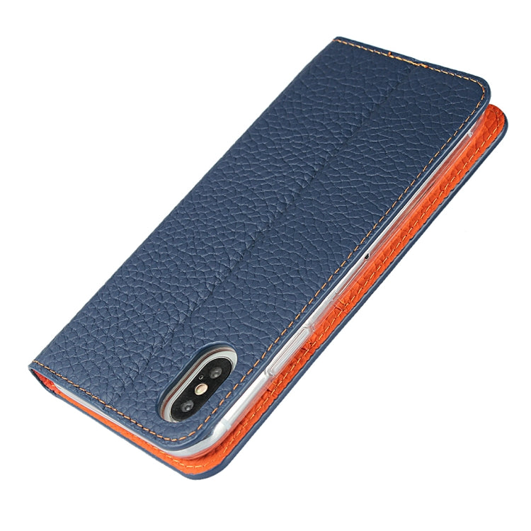 For iPhone XS Max Litchi Genuine Leather Phone Case(Dark Blue) - More iPhone Cases by buy2fix | Online Shopping UK | buy2fix