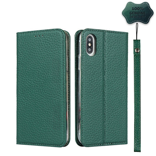 For iPhone XS Max Litchi Genuine Leather Phone Case(Green) - More iPhone Cases by buy2fix | Online Shopping UK | buy2fix