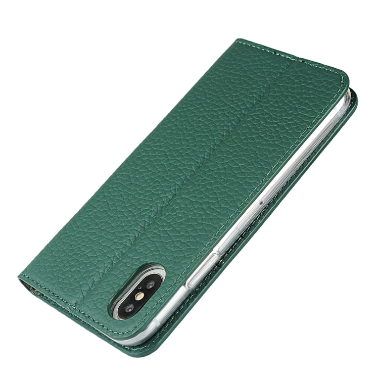 For iPhone XS Max Litchi Genuine Leather Phone Case(Green) - More iPhone Cases by buy2fix | Online Shopping UK | buy2fix