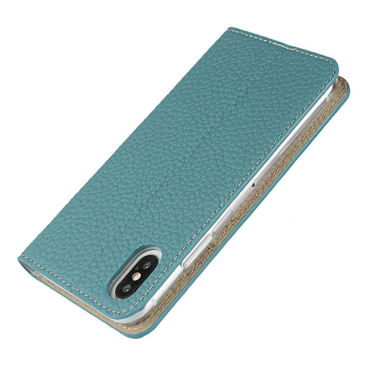 For iPhone XS Max Litchi Genuine Leather Phone Case(Sky Blue) - More iPhone Cases by buy2fix | Online Shopping UK | buy2fix
