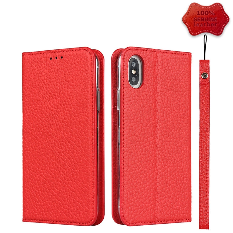 For iPhone XS Max Litchi Genuine Leather Phone Case(Red) - More iPhone Cases by buy2fix | Online Shopping UK | buy2fix