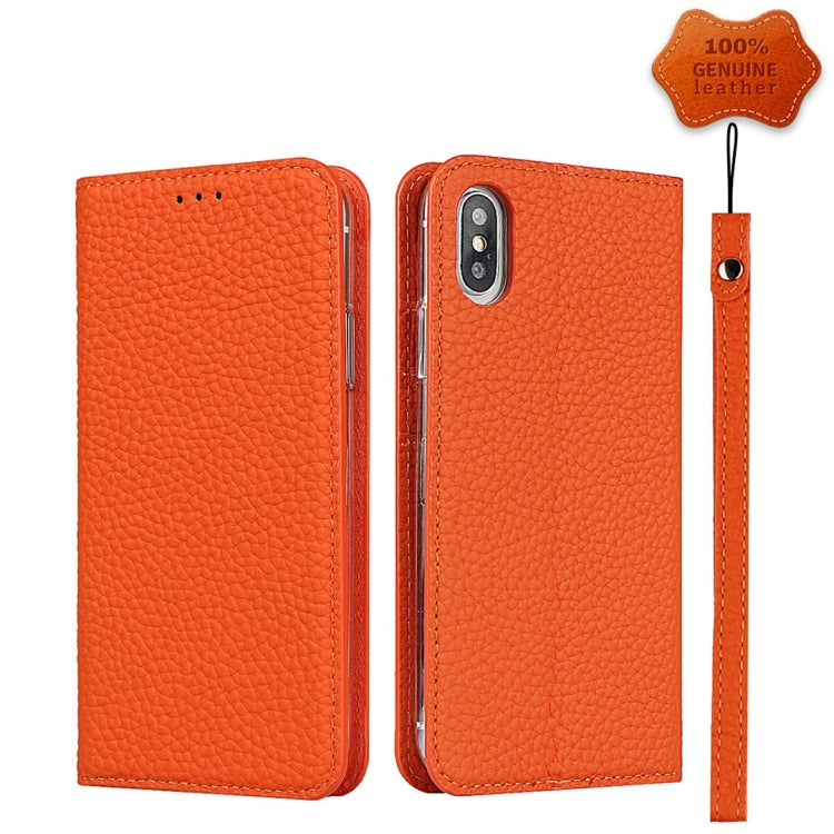 For iPhone XS Max Litchi Genuine Leather Phone Case(Orange) - More iPhone Cases by buy2fix | Online Shopping UK | buy2fix