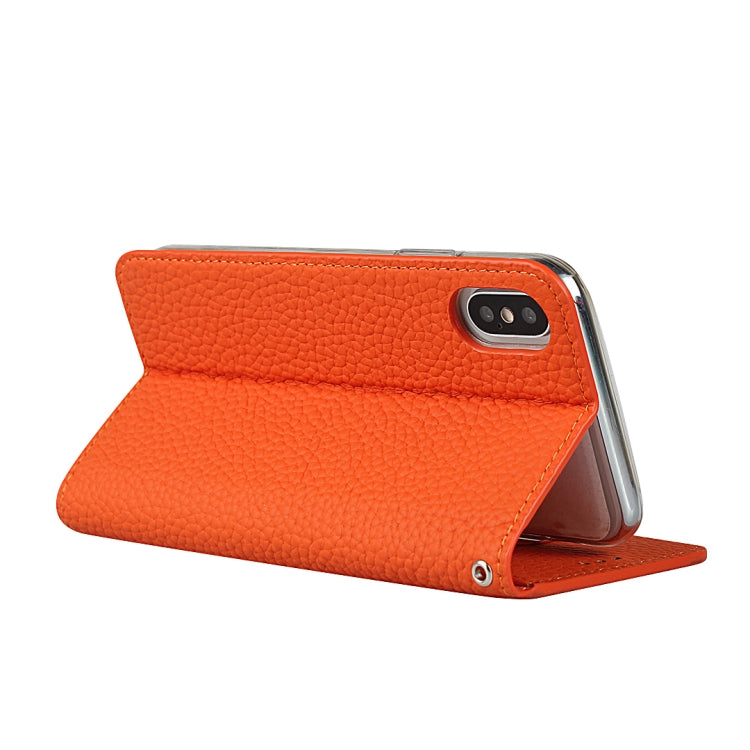 For iPhone XS Max Litchi Genuine Leather Phone Case(Orange) - More iPhone Cases by buy2fix | Online Shopping UK | buy2fix