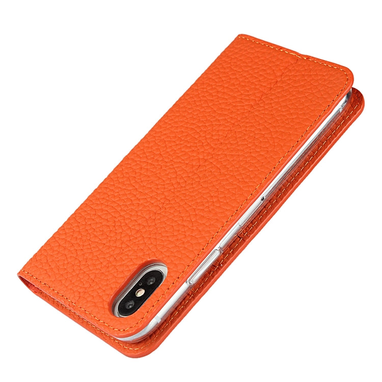 For iPhone XS Max Litchi Genuine Leather Phone Case(Orange) - More iPhone Cases by buy2fix | Online Shopping UK | buy2fix