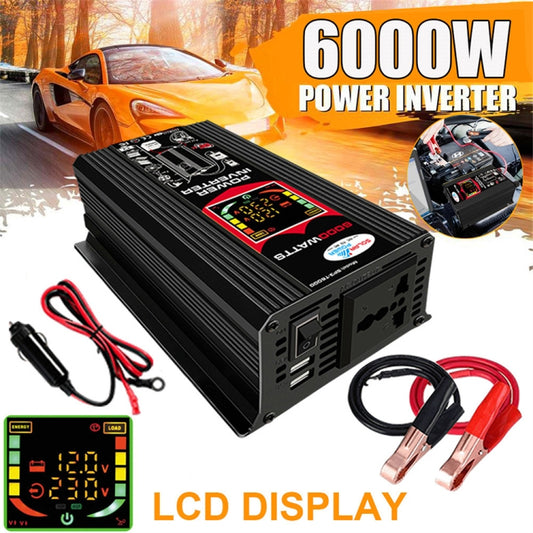 Tang III Generation 12V to 220V 6000W Modified Square Wave Car Power Inverter with LCD Display & Dual USB(Black) - Modified Square Wave by buy2fix | Online Shopping UK | buy2fix