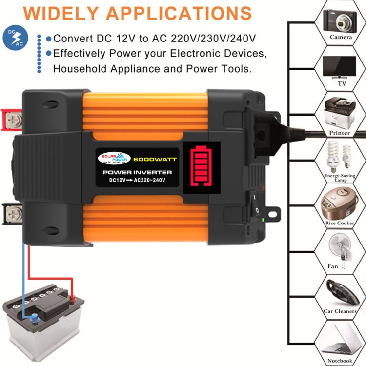Little Wasp 12V to 220V 6000W Car Power Inverter with LED Display & Dual USB - Modified Square Wave by buy2fix | Online Shopping UK | buy2fix