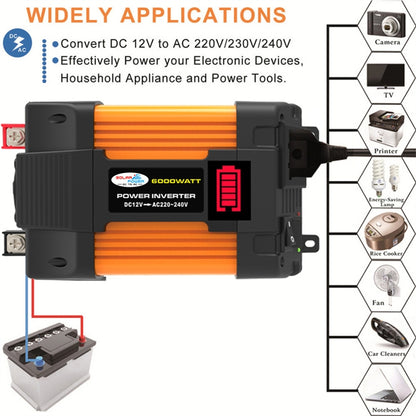 Little Wasp 12V to 220V 6000W Car Power Inverter with LED Display & Dual USB - Modified Square Wave by buy2fix | Online Shopping UK | buy2fix