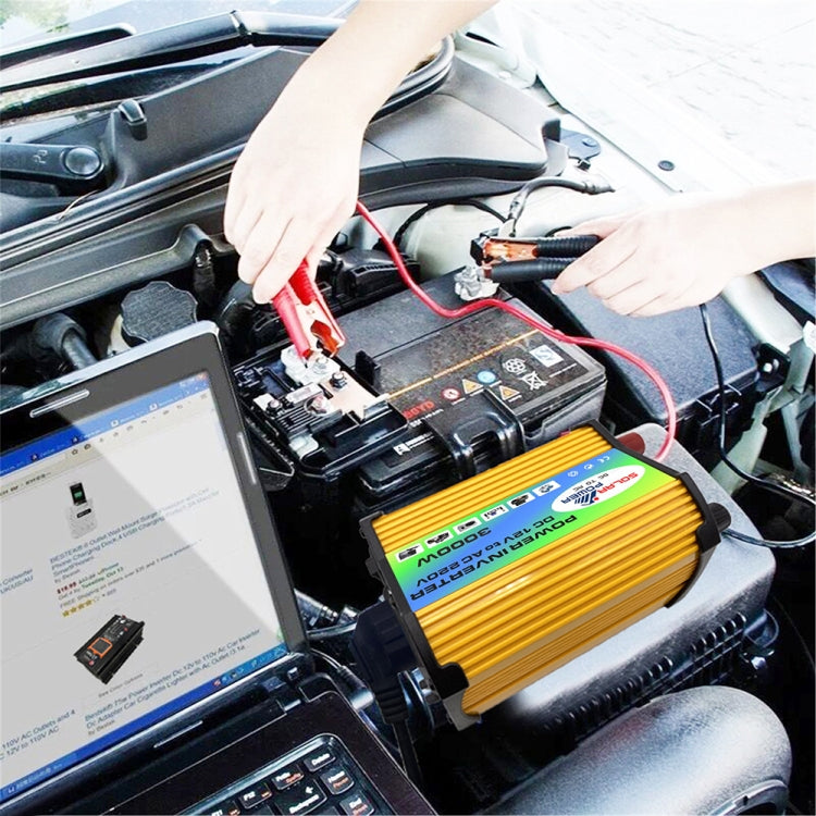 Legend I Generation DC12V to AC110V 3000W Modified Square Wave Car Power Inverter(Yellow) - Modified Square Wave by buy2fix | Online Shopping UK | buy2fix