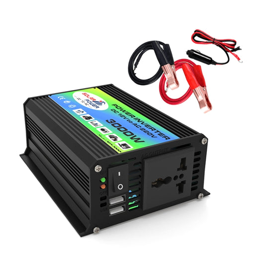 Tang I Generation 12V to 110V 3000W Modified Square Wave Intelligent Car Power Inverter with Dual USB(Black) - Modified Square Wave by buy2fix | Online Shopping UK | buy2fix