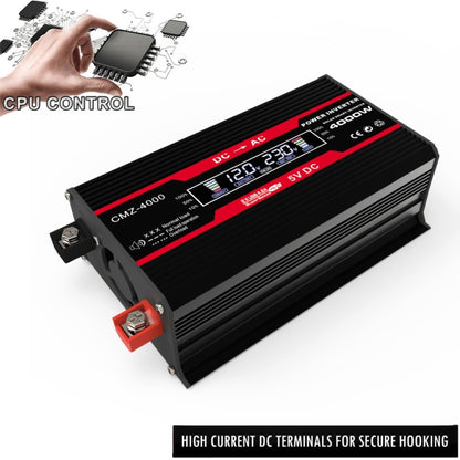 Zhizun Modified Sinewave 12V to 110V 4000W Car Power Inverter(Black) by buy2fix