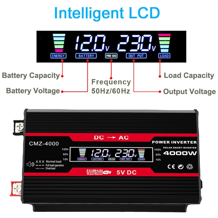 Zhizun Modified Sinewave 12V to 110V 4000W Car Power Inverter(Black) by buy2fix