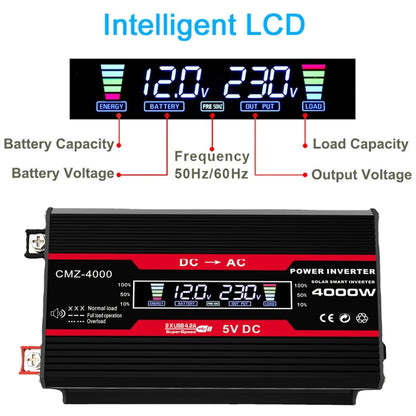 Zhizun Modified Sinewave 12V to 110V 4000W Car Power Inverter(Black) by buy2fix