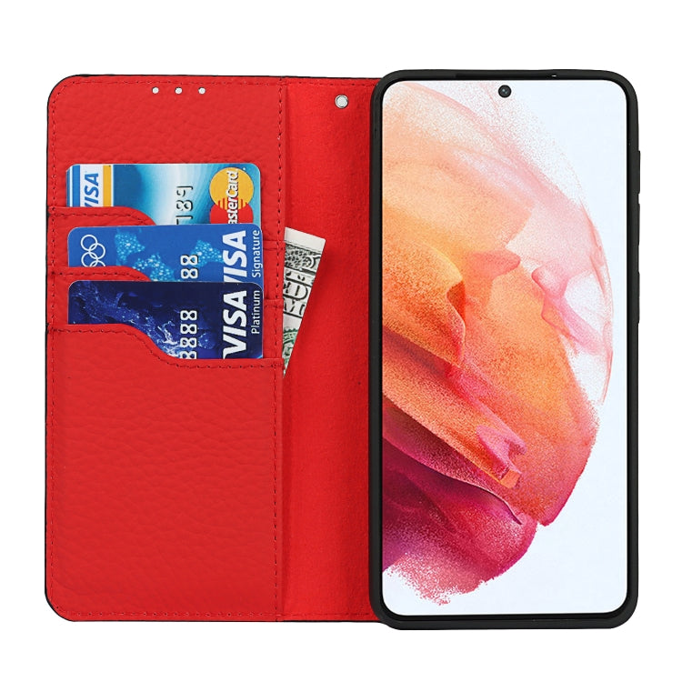 For Samsung Galaxy S21 5G Litchi Genuine Leather Phone Case(Black) - Galaxy S21+ 5G Cases by buy2fix | Online Shopping UK | buy2fix