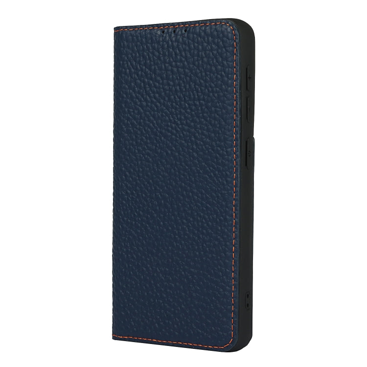For Samsung Galaxy S21 5G Litchi Genuine Leather Phone Case(Dark Blue) - Galaxy S21+ 5G Cases by buy2fix | Online Shopping UK | buy2fix