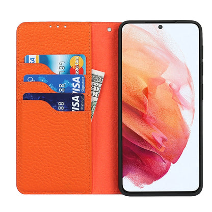 For Samsung Galaxy S21 5G Litchi Genuine Leather Phone Case(Dark Blue) - Galaxy S21+ 5G Cases by buy2fix | Online Shopping UK | buy2fix