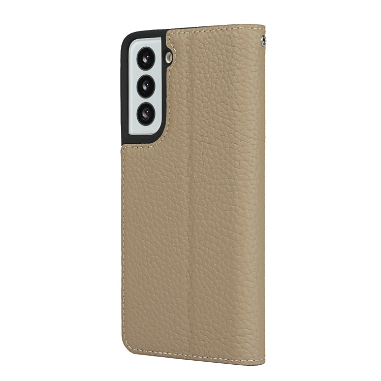 For Samsung Galaxy S21 5G Litchi Genuine Leather Phone Case(Gold) - Galaxy S21+ 5G Cases by buy2fix | Online Shopping UK | buy2fix