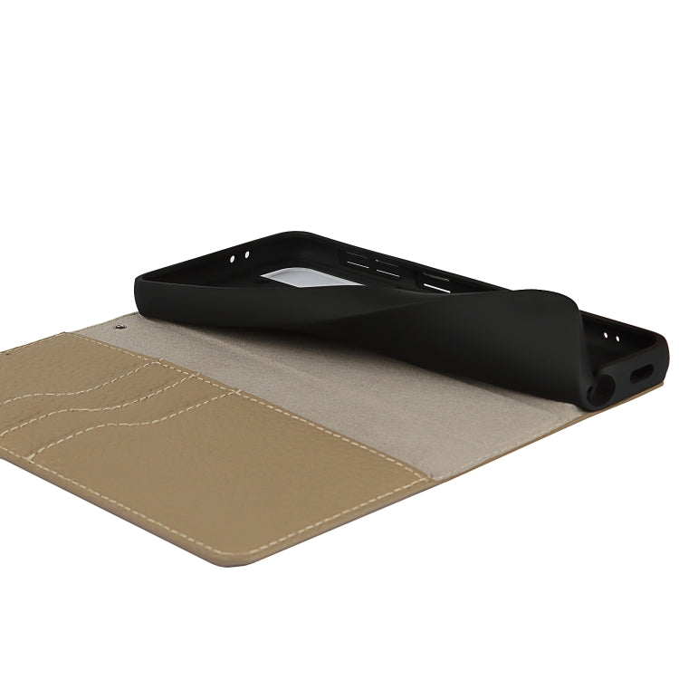 For Samsung Galaxy S21 5G Litchi Genuine Leather Phone Case(Gold) - Galaxy S21+ 5G Cases by buy2fix | Online Shopping UK | buy2fix