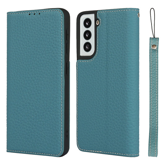 For Samsung Galaxy S21 5G Litchi Genuine Leather Phone Case(Sky Blue) - Galaxy S21+ 5G Cases by buy2fix | Online Shopping UK | buy2fix