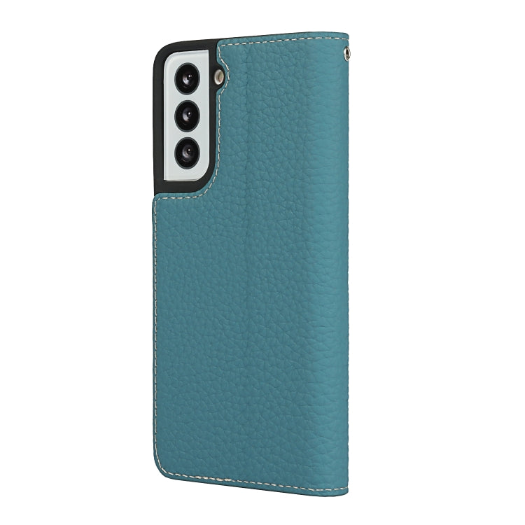 For Samsung Galaxy S21 5G Litchi Genuine Leather Phone Case(Sky Blue) - Galaxy S21+ 5G Cases by buy2fix | Online Shopping UK | buy2fix