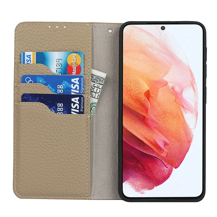 For Samsung Galaxy S21 5G Litchi Genuine Leather Phone Case(Sky Blue) - Galaxy S21+ 5G Cases by buy2fix | Online Shopping UK | buy2fix