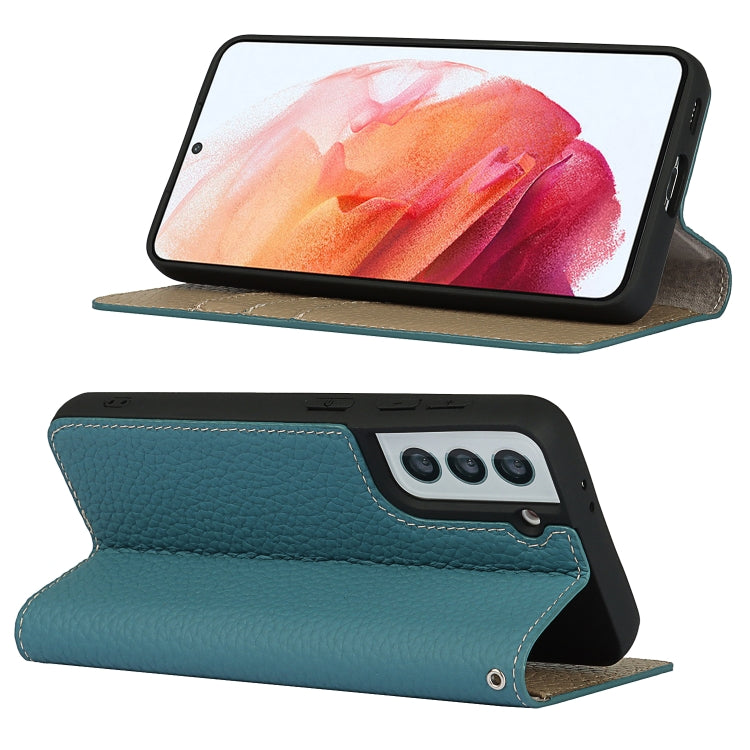 For Samsung Galaxy S21 5G Litchi Genuine Leather Phone Case(Sky Blue) - Galaxy S21+ 5G Cases by buy2fix | Online Shopping UK | buy2fix