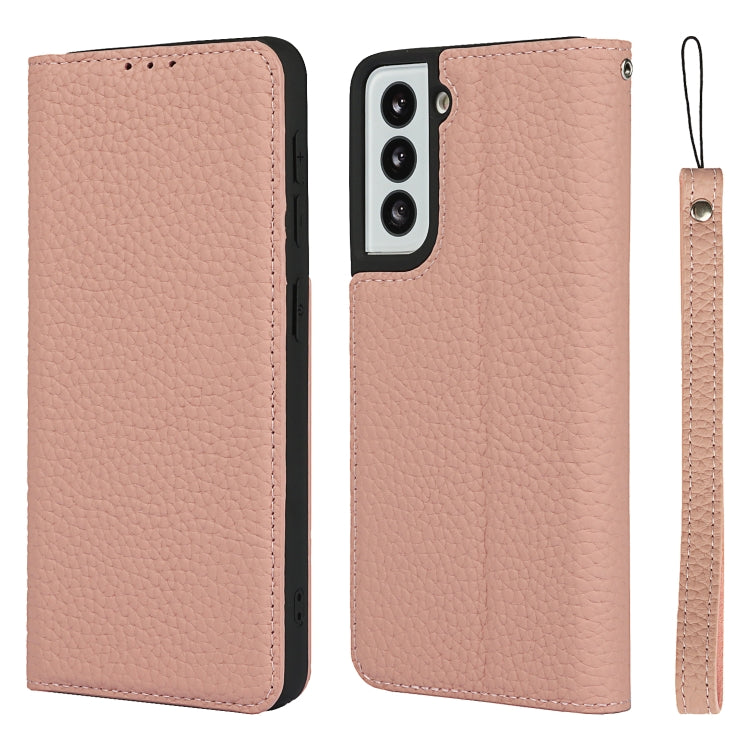 For Samsung Galaxy S21 5G Litchi Genuine Leather Phone Case(Rose Gold) - Galaxy S21+ 5G Cases by buy2fix | Online Shopping UK | buy2fix
