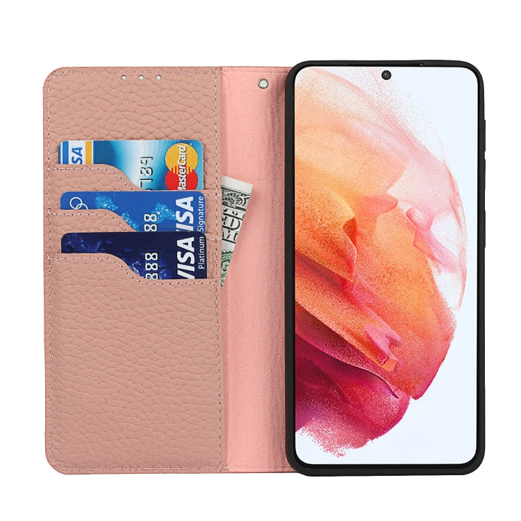 For Samsung Galaxy S21 5G Litchi Genuine Leather Phone Case(Rose Gold) - Galaxy S21+ 5G Cases by buy2fix | Online Shopping UK | buy2fix