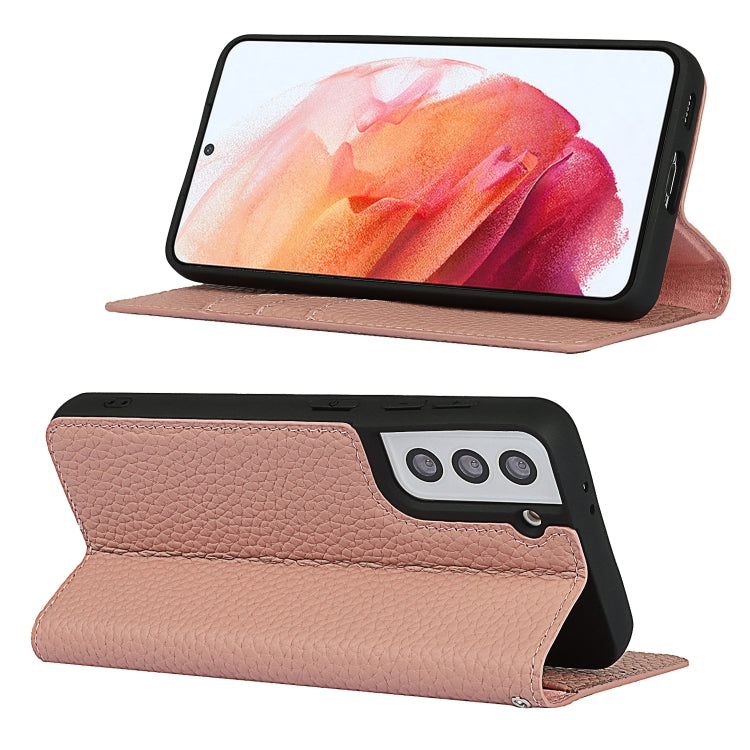 For Samsung Galaxy S21 5G Litchi Genuine Leather Phone Case(Rose Gold) - Galaxy S21+ 5G Cases by buy2fix | Online Shopping UK | buy2fix